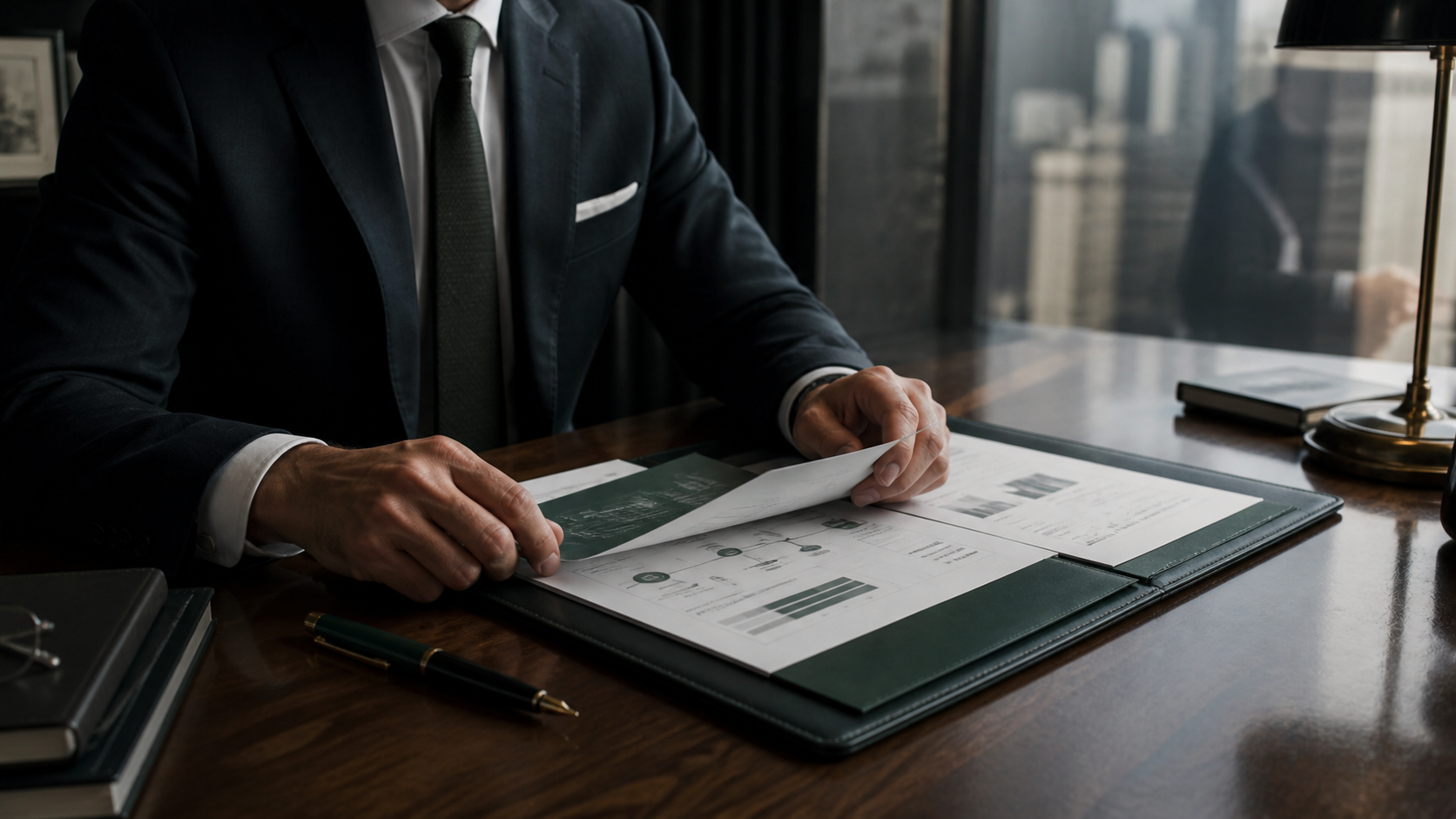 Consultant reviewing a structured briefing file